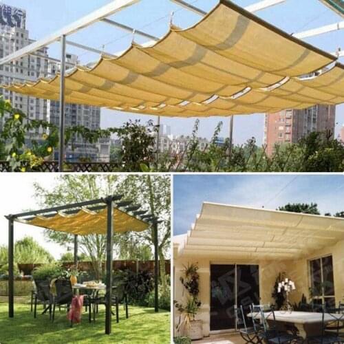 Customize Telescopic Wave Sun Shade Net Courtyard Pavilion Sun Sails Sun Room Canopy Shading Cloth Balcony Terrace Sunshade Nets