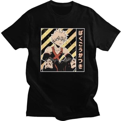 Gorgeous My Hero Academia T Shirt Men Short Sleeved 100% Cotton Tshirt Summer Katsuki Bakugou T-shirt Anime Manga Tee Tops Gift