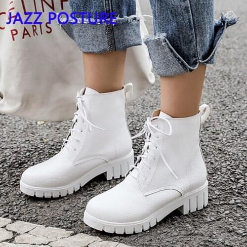 2021 womens shoes leather classic womens shoes autumn and winter lace-up punk leather nude boots botas Mujer w270