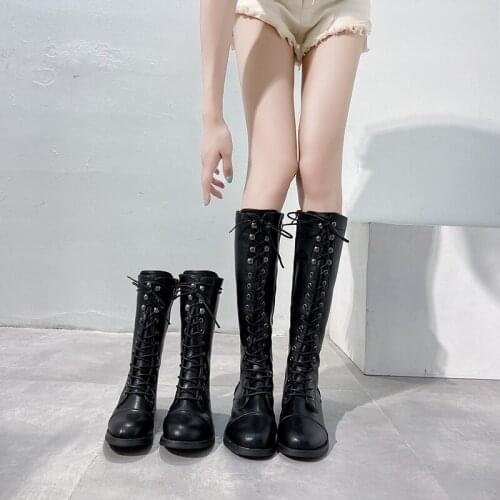 2020 Womens Black Platform Combat Ankle Boots Lace Up Women Shoes Winter Motorcycle Boots