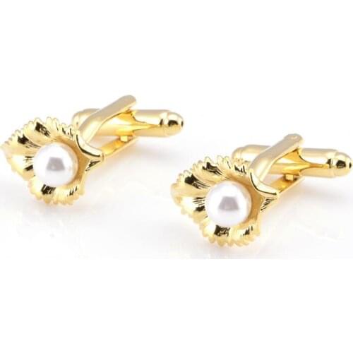 10pairs/lot New Fashion Mother of Pearl Cufflinks With Pearl Mussel Cuff Links Gold/Silver Cuff Buttons Mens Wedding Jewelry