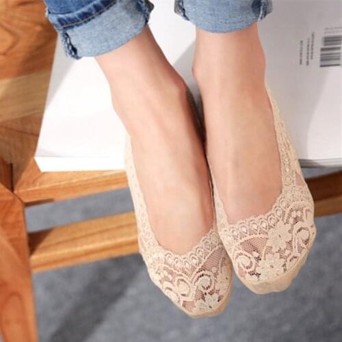 14pcs=7 pairs/lot Bamboo fiber Womens lace socks invisible Socks antiskid high quality summer slipper woman lady female sox