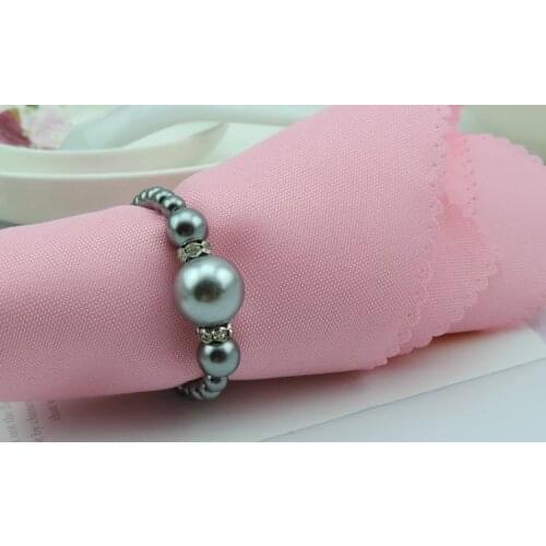 20pcs/lot Free Shipping wholesale Gray Pearls Napkin Rings Hotel Wedding Accessories Table Decoration Accessories