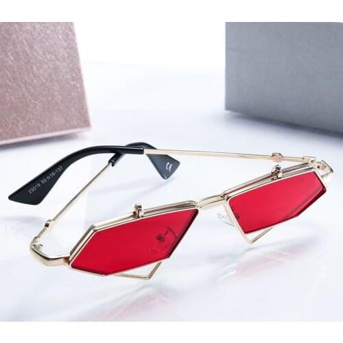 2018 Vintage Triangle Steampunk Sun Glasses Flip Up Sunglasses Steam punk Men Sun glasses Women Retro Metal Unisex Eyewear
