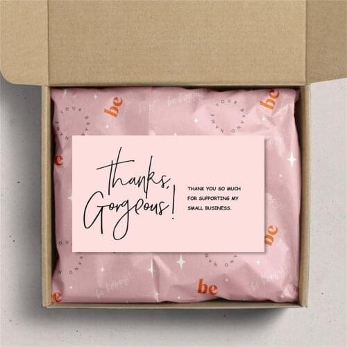 30pcs Pink Thank You For Supporting My Small Business Card Thanks Greeting Card Appreciation Cardstock For Sellers Gift 5.4*9cm