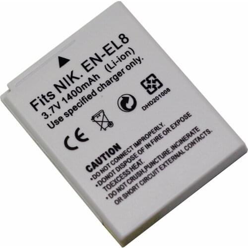 1pc 1400mAh EN-EL8 EN EL8 ENEL8 Digital Camera Batteries For NIKON For CoolPix P1 P2 S1 S2 S3 S5 S50 S51 S52 PM087 Battery