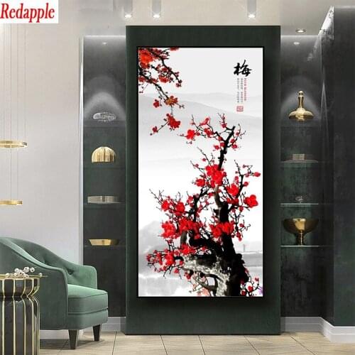 Diamond Mosaic Hot selling home art, plum blossom, flower tree landscape round drill Cross Stitch Full Square Diamond Painting
