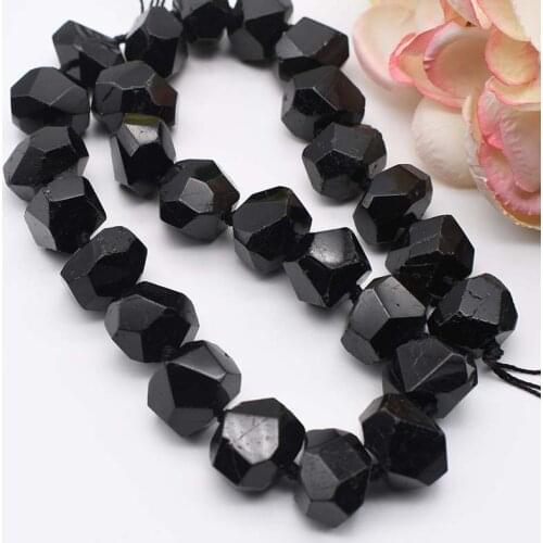 12x16mm Natural Faced Black tourmaline Cube Square Stone Beads For DIY necklace bracelet jewelry making 15 "