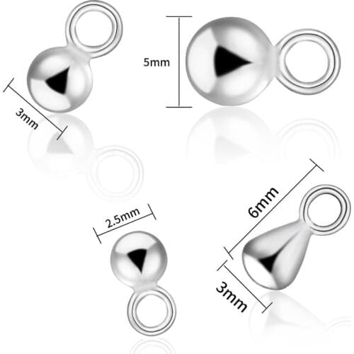 4pcs/lot 925 Sterling Silver Tail Chain Water Drop For DIY Extender Chain Pendant Jewelry Bracelet Making Findings Accessories