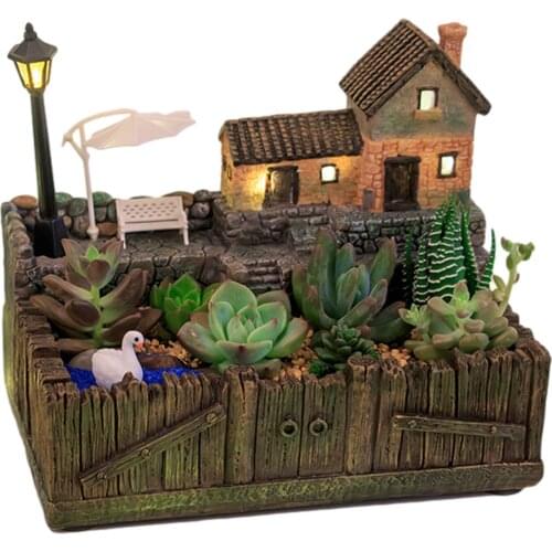 Plant Flower Pot Resin Micro Landscape Flower Pot Succulents Desktop Decor No Flowers Home Desktop Flowerpot Decorations