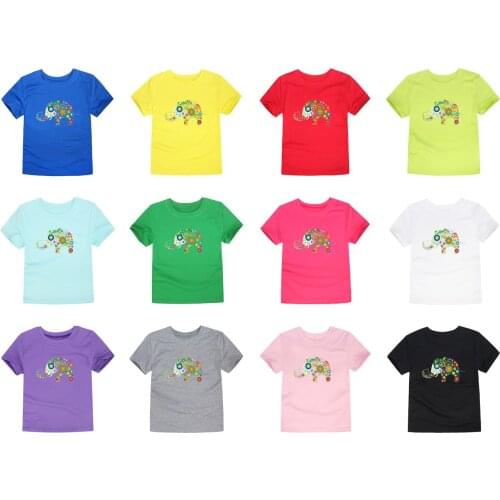 Summer Boys Girls Flower Elephant Pringitng T-Shirts Baby Short Sleeve 12 colors T Shirt Children Tops Kids Tees For 2-14 Years