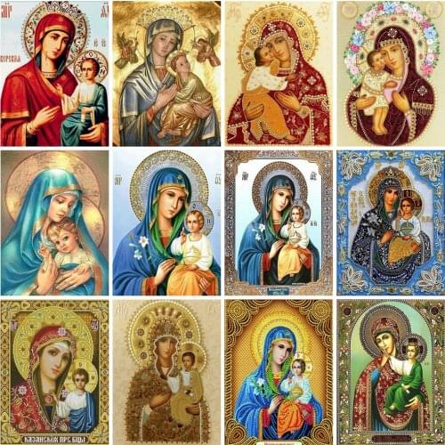 EverShine Diamond Embroidery Religion Cross Stitch Diamond Painting Full Square Virgin Mary Rhinesones Art Sale Home Decor