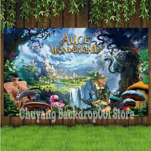 Alice In Wonderland Photography Backdrop Dream World Kids Birthday Party Fairy Castle Photo Background Banner Photo Studio Prop
