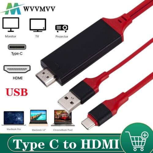 USB C to HDMI-compatible Cable USB 3.1 to HDMI-compatible 4K Adapter Cables for MacBook Samsung Galaxy S9/S8 Huawei USB-C Cable