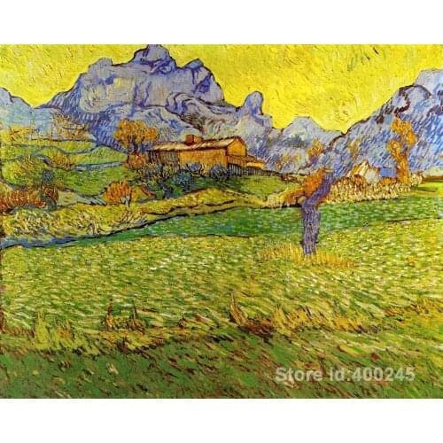 Online Art Gallery Vincent Van Gogh Handmade oil paintings A Meadow in the Mountains High quality
