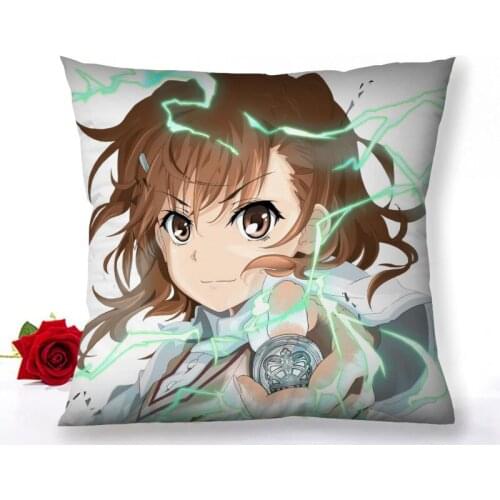 A Certain Scientific Railgun Pillowcase Home Decoration Satin Fabric Square Pillowcase 40x40cm 45x45cm Bedroom Pillow Cover 1.15