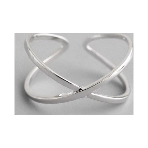 Trendy S925 Silver X Hollow Cross Open Ring Fashion Simple Adjustable Finger engagement ring Jewelry Women Girl Party Wedding