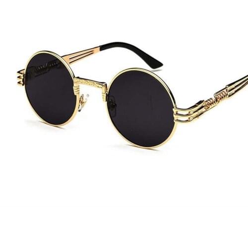 Retro Round Steampunk Sunglasses UV400 Protection Lunette Gold Metal Spring Sun Glasses For Men Cool Circle Mirror Shades