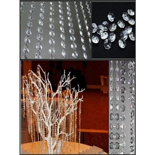 New Wedding Party Decoration Clear Acrylic Crystal Octagonal Bead Curtain Garland Strands DIY Craft Christmas Tree Hanging Ornam