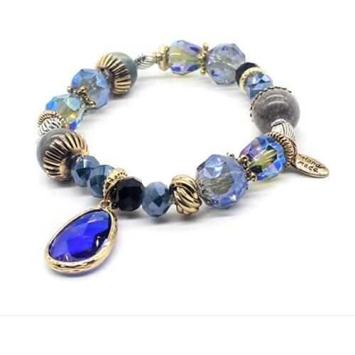 The New Bohemian Color Ladies Fashion Bead Bracelets Water Drop Pendant Ladies Jewelry for women present