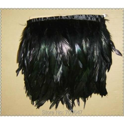 Black Feather!10Yards/Lot!14-20CM Height Black Coque feather trimming fringe Rooster tail feather fringe,rooster feathers