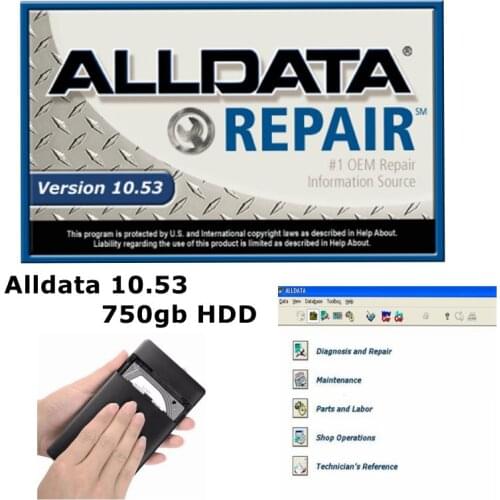 2021 Hot Alldata V10.53 Auto Repair Software All Data Car Programmer With Tech Support For Cars And Trucks USB 3.0 750gb HDD