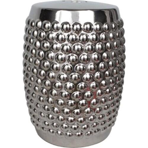 Silver Indoor ceramic Antique drum porcelain garden stool Glazed hand painted round ceramic antique porcelain ceramic stool