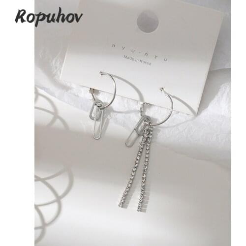 Ropuhov 2021 925 Silver New Woman Jewelry Silver Needle Hip Hop Earrings Tide Earrings Temperament Korean Celebrity High Sense