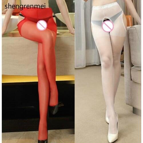Shengrenmei Sexy Pantyhose White Tights Women Open Crotch Sexy Lingerie Thigh High Slik Stockings Female Red Stockings Medias