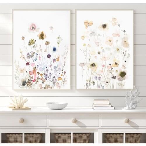 Modern Floral Plant Watercolor Posters Canvas Painting Wall Art Print Pictures for Bedroom Living Room Interior Home Decoration