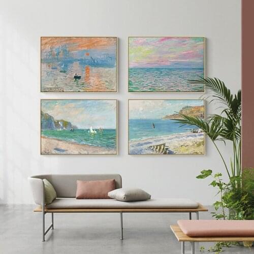 Modern Abstract Landscape Wall Art Famous Monet Canvas Painting Nordic Poster Print Wall Picture for Living Room Home Decorative