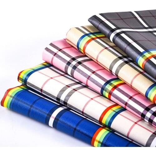 50*138CM PVC Rainbow Plaid Faux Leather Fabric Waterproof for Sewing Clothes Accessories Supplies Bag Shoes Craft DIY Handmade