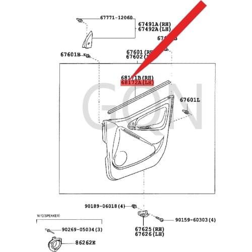 Left front door glass inner sealing strip 2002-Toy ota VI OS door frame sealing strip Dust cover sealing strip