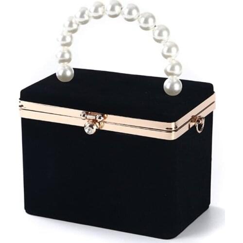 Evening Clutch Bag for Women Artificial Pearl Box Crossbody Shoulder Handbag Wedding Party Prom Clutch Purse