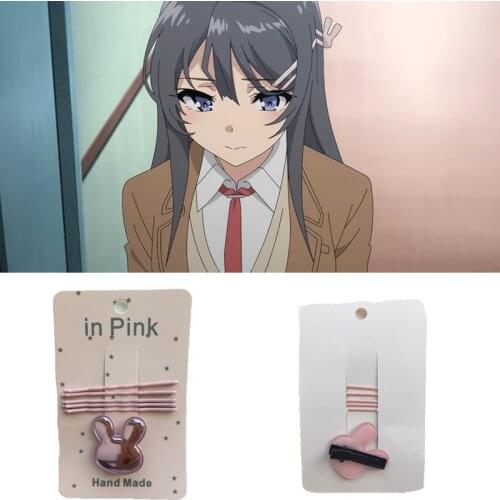 Rascal Does Not Dream of Bunny Girl Senpai Cosplay Sakurajima Mai Headwear Hairpin Bobby Pin Pink Hair Clips Costume Accessory