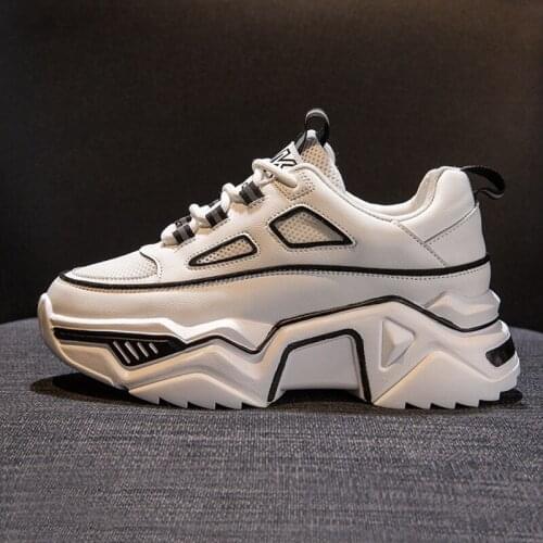 Spring Autumn Mixed colors Women Sneakers Breathable Air mesh Thick soles Flats Shoes Comfortable Wedges Chunky Sneakers K1-37