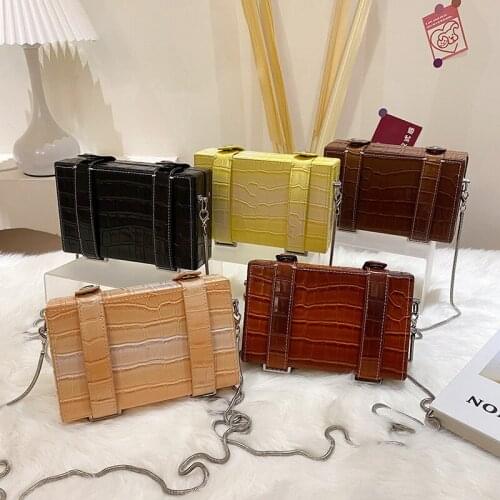 Women Fashion Party Clutch PU Shoulder Bag Stone Pattern Box Style Purses And Handbags Female Crossbody Wedding Pouch