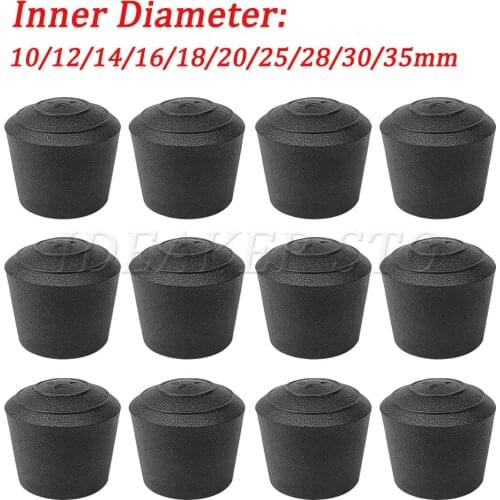 100/20pcs Black Round Furniture Legs10/12/14/16/18/20/25/30mm Inner Diameter Chair Table Feet Rubber Cover Floor Protectors Cap