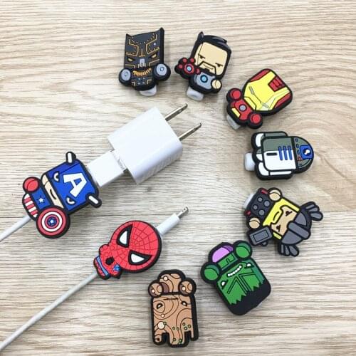10pcs Marvel USB Cable Protector Management Data Line Organizer Clip Protetor De Cabo Cable Winder For iPhone Samsung Huawei