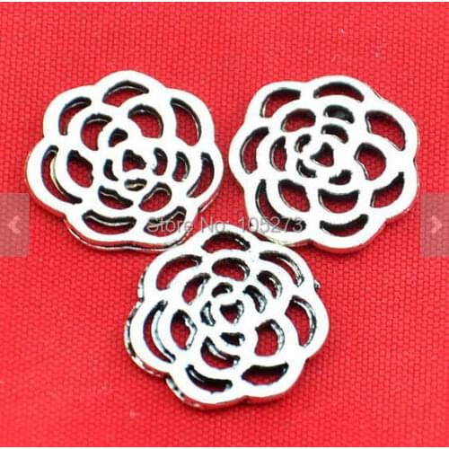 15mm 30pcs Antique Silver Filigree Flower Connector Charms - DIY Accessory Jewelry Findings Making