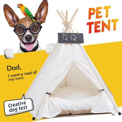 2020 New Pet House Portable Dog Tents & Pet Houses, Wood Canvas Fold Pet Tent Small Animals Bed Pet Houses Supplies Pet Tents
