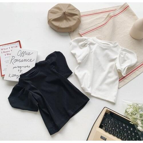 MILANCEL 2021 Summer New Girls Blouse O-Neck Puff Sleeve Casual Solid Clothes