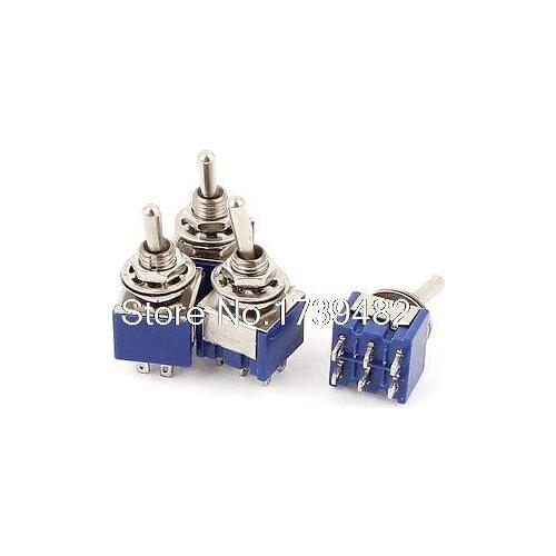 4 Pcs AC 6A 125V 2 Position 6Pins DPDT ON-OFF Micro Mini Toggle Switch