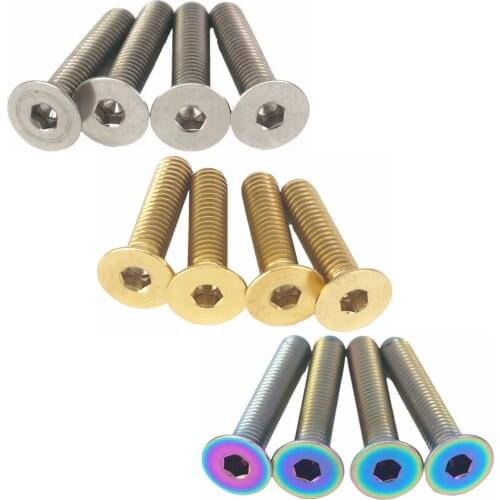 4PCS M6*1.0 Length 25/30/35/40/55mm GR5 Titanium Countersunk Bicycle Headset Top Cap Bolts