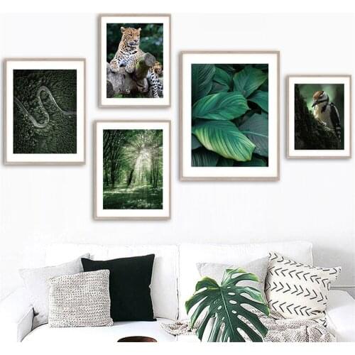 Banyan Monstera Elephant Leopard Forest Wall Art Canvas Painting Nordic Posters And Prints Wall Pictures For Living Room Decor