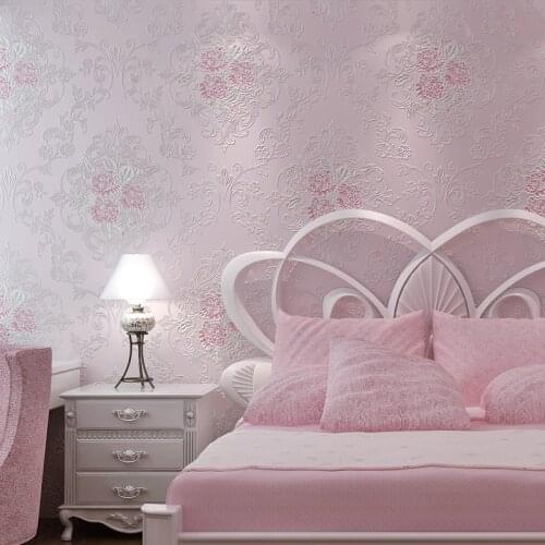 Beibehang Fresh Pastoral Flowers 3D 3D Carvings Pearlescent Non - Woven Wallpapers Living Room Dining Room Background Wallpaper