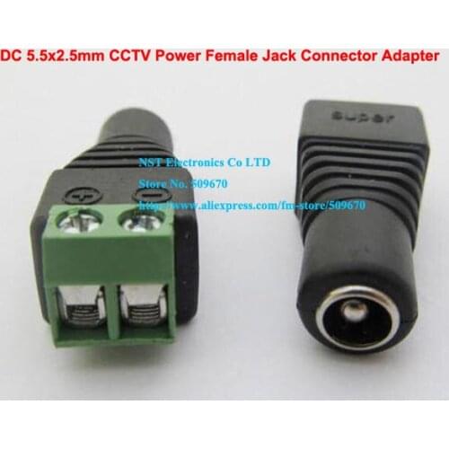Free shipping/25pcs/High Quality DC 5.5x2.5mm CCTV DC Power Female Jack Connector Adapter New