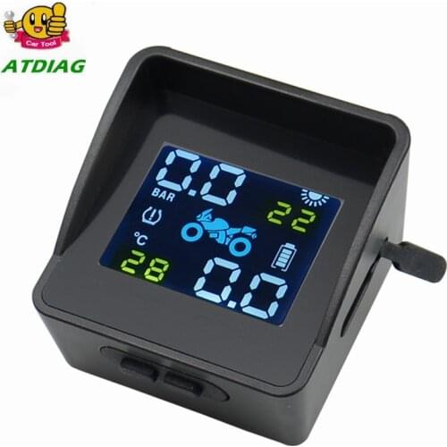 LCD Wireless Motorcycle Tire Pressure Monitoring System TPMS 2External Sensor Realtime Monitor Abnormal Alarm Moto Tyre Tool PSI