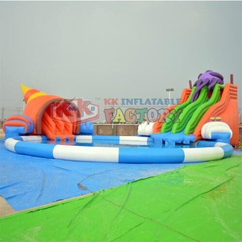 Big outdoor swimming poos / Octopus water park/Inflatable pool slide with pvc swimming pool