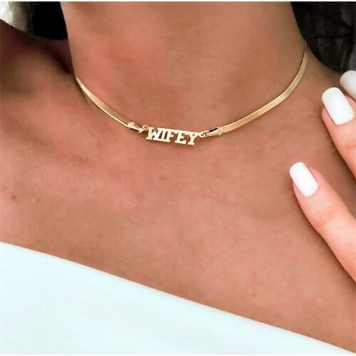 Custom Snake Chain Necklace Personalized Nameplate Gold Stainless Steel Choker Name Necklaces for Women Mom Girls Jewelry Gift